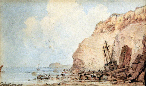 George Weatherill - Brig on Rocks of Yorkshire Coast